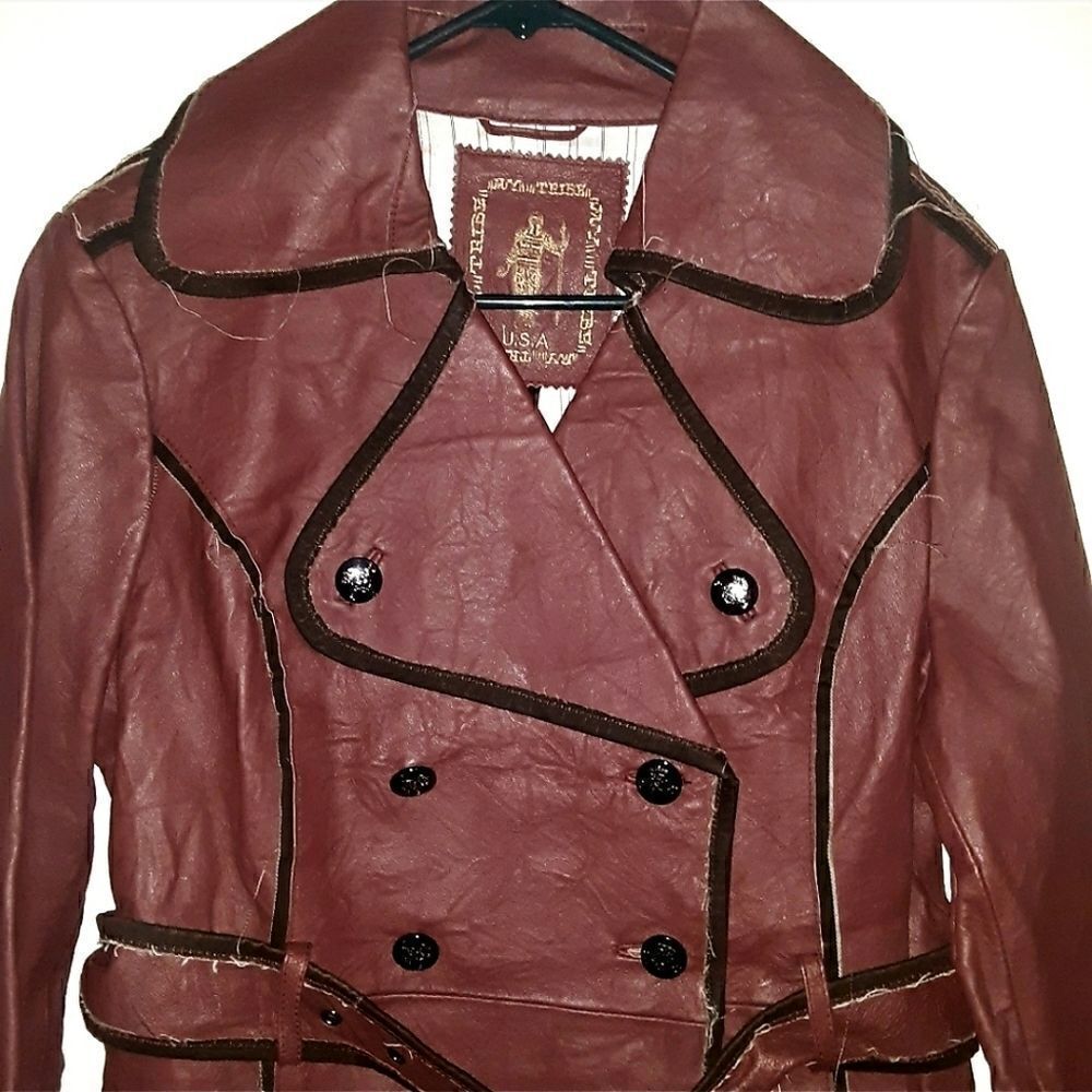 My Tribe Burgandy brown Leather Jacket Size Large - Picture 5 of 9